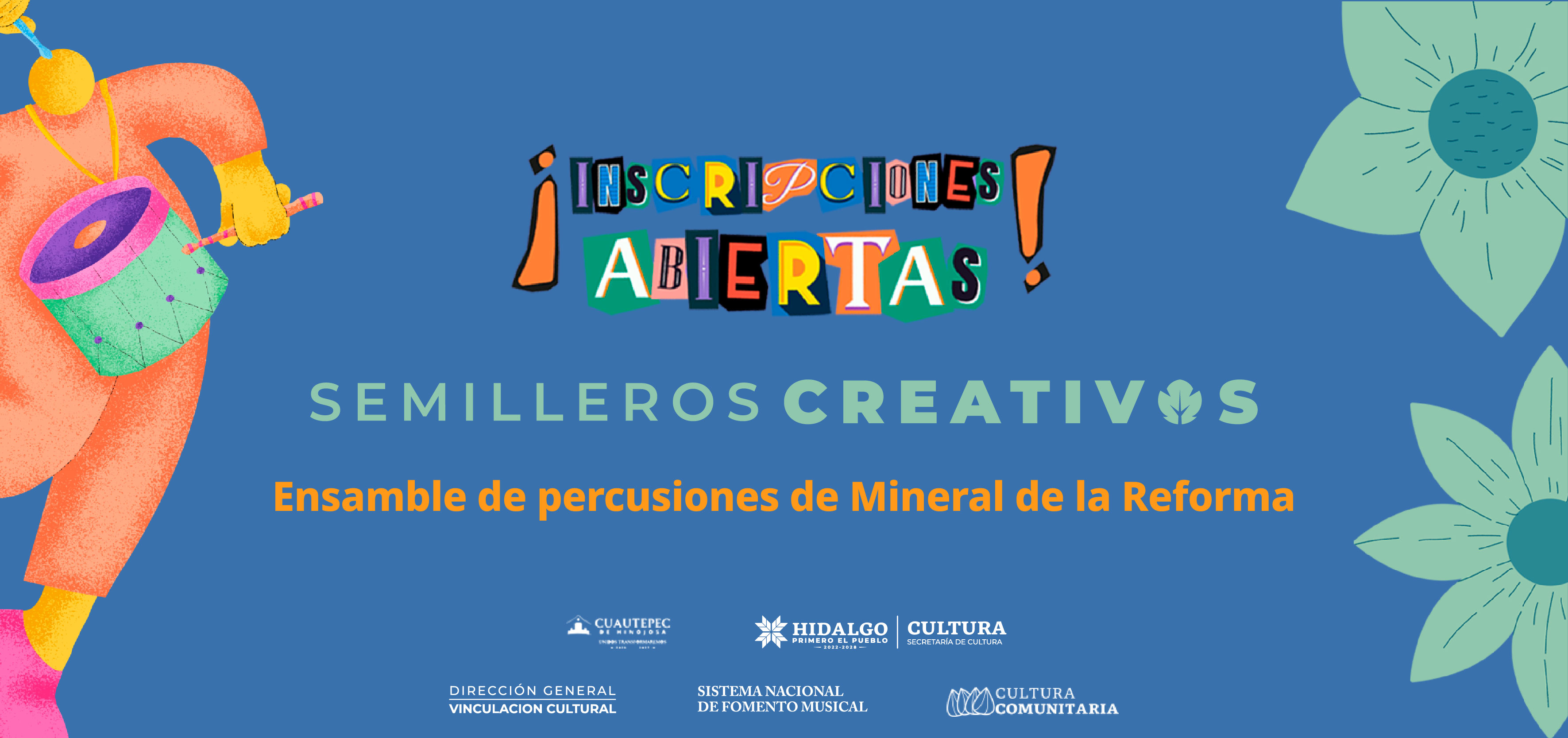 Invitación para formar parte del Ensamble de percusiones de Mineral de la Reforma